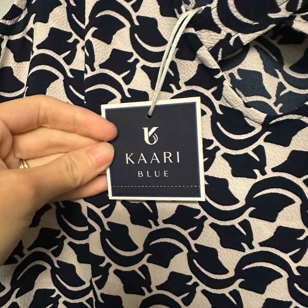 Women's KAARI BLUE Navy White Palm Explosion Sleeveless Dress Size small - Picture 3 of 6